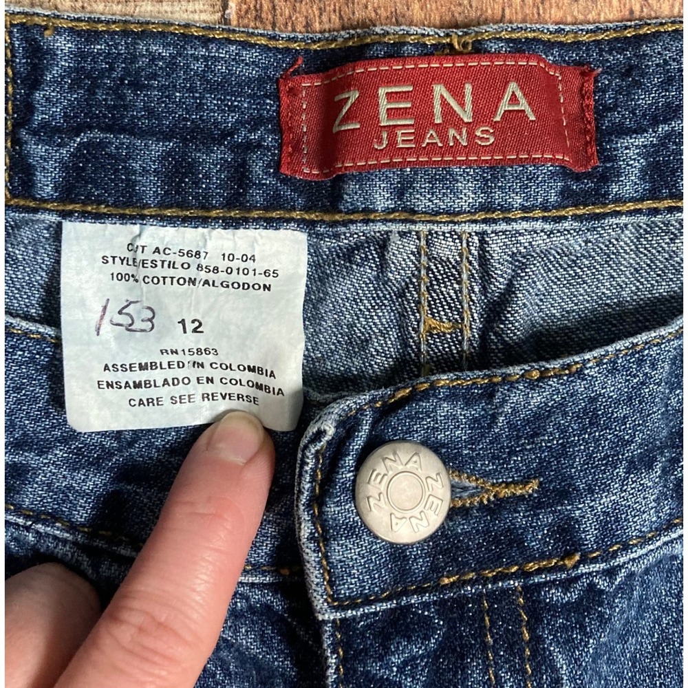 Y2K Zena Jeans Womens Cropped Raw Hem Denim Pants Medium Wash Blue Size 12 - Picture 4 of 8
